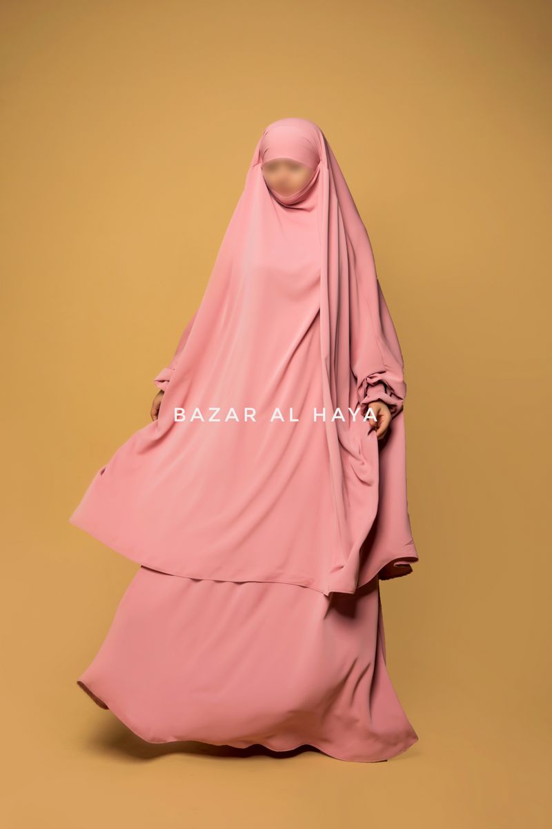 Baby Pink Hoor - Two Piece Jilbab With Skirt- Long & Loose