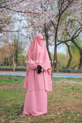 Hoor Baby Pink - Two Piece Jilbab With Skirt- Long & Loose