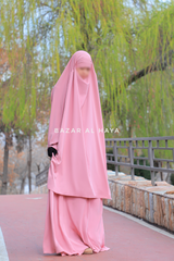 Hoor Baby Pink - Two Piece Jilbab With Skirt- Long & Loose