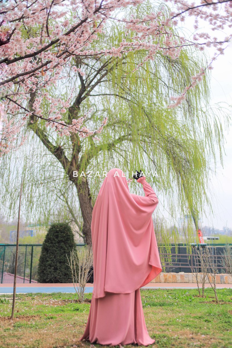 Hoor Baby Pink - Two Piece Jilbab With Skirt- Long & Loose