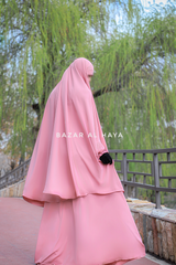 Hoor Baby Pink - Two Piece Jilbab With Skirt- Long & Loose