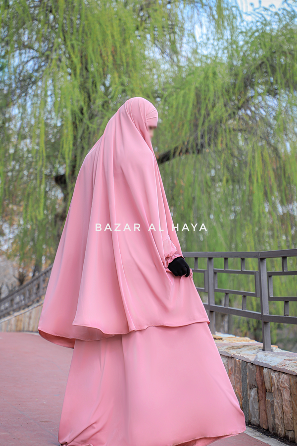 Hoor Baby Pink - Two Piece Jilbab With Skirt- Long & Loose