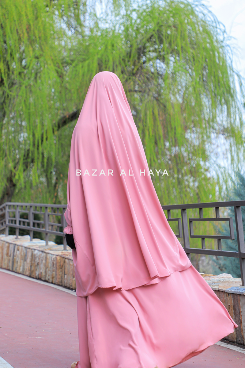Hoor Baby Pink - Two Piece Jilbab With Skirt- Long & Loose