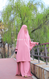 Hoor Baby Pink - Two Piece Jilbab With Skirt- Long & Loose