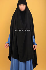 Safiyya Black Sleeveless Khimar - Soft Crepe Extra Long & Wide