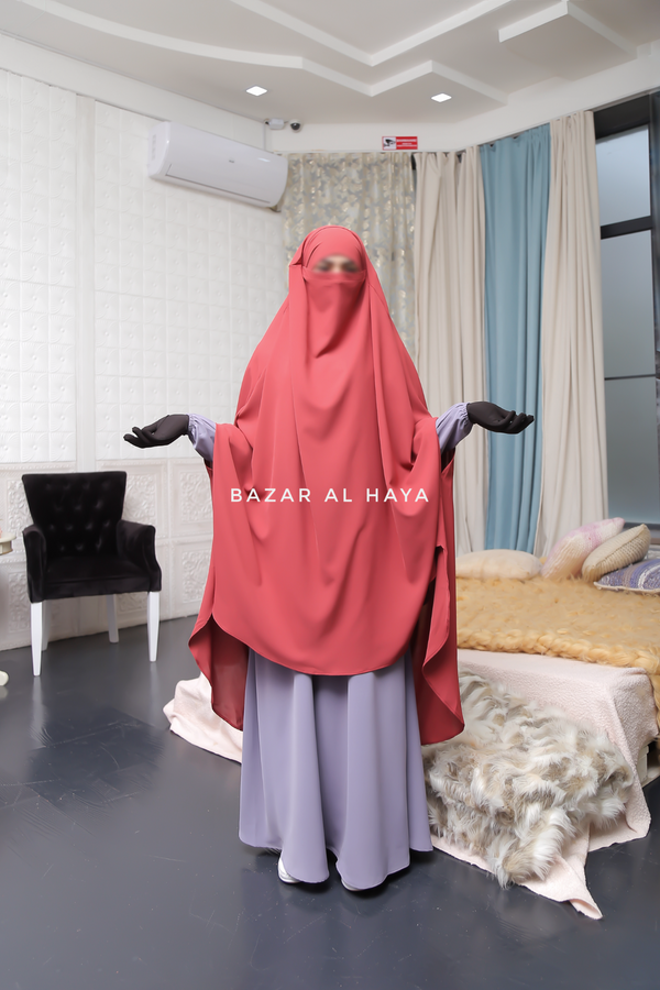 Safiyya Cherry Sleeveless Khimar - Soft Crepe Extra Long & Wide