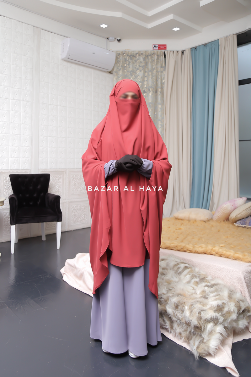 Safiyya Cherry Sleeveless Khimar - Soft Crepe Extra Long & Wide