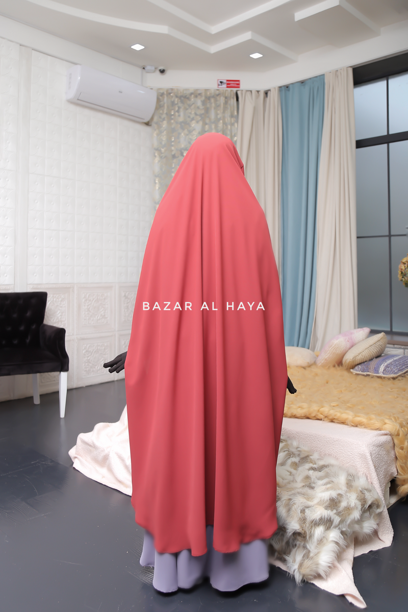 Safiyya Cherry Sleeveless Khimar - Soft Crepe Extra Long & Wide