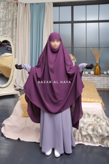 Safiyya Purple Sleeveless Khimar - Soft Crepe Extra Long & Wide