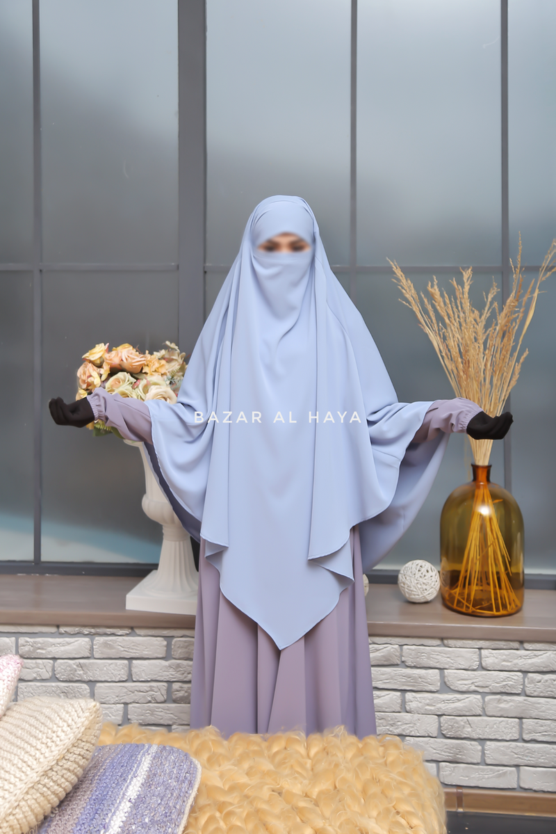 Mubarak Long Diamond Khimar In Baby Blue - Nida Extra Long