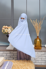 Mubarak Long Diamond Khimar In Baby Blue - Nida Extra Long