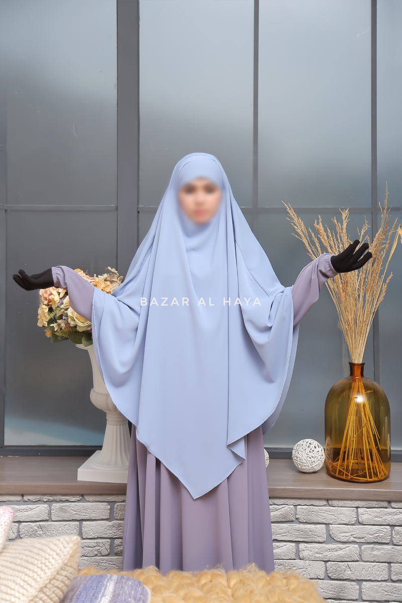 Mubarak Long Diamond Khimar In Baby Blue - Nida Extra Long