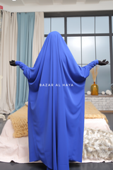 Sarah One Piece Royal Blue Jilbab - Zipper Sleeves - Silk Crepe