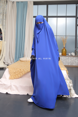 Sarah One Piece Royal Blue Jilbab - Zipper Sleeves - Silk Crepe