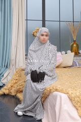 Prayer / Salah Dress One Piece Jilbab Stripe 100% Cotton - Super Breathable Comfy Style