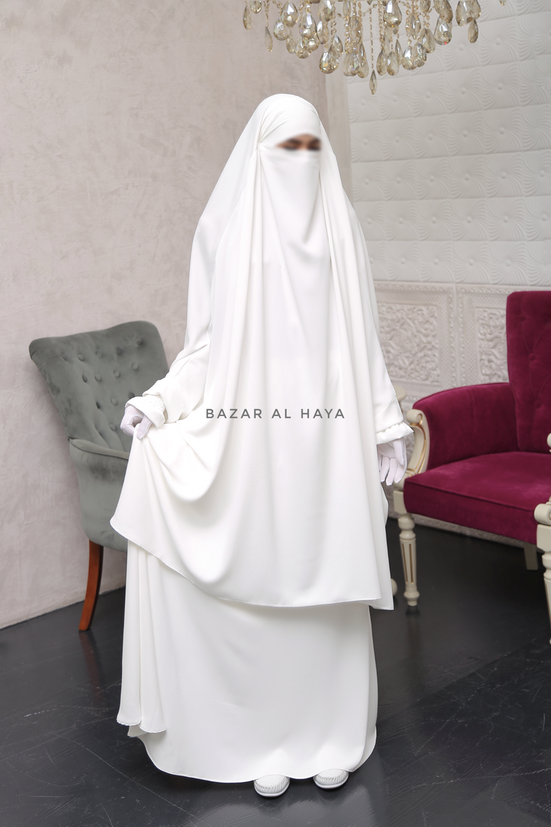 BAZAR AL HAYA Hoor Two Piece Jilbab With Skirt Wool Peach Long