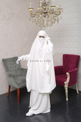 White Hoor - Two Piece Jilbab With Skirt- Long & Loose