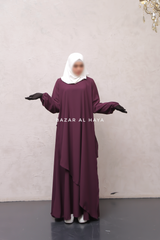 Pakiza Purple Double Layered Minimalistic Style Abaya - Soft Georgette