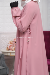 Pakiza Thulian Pink Double Layered Minimalistic Style Abaya - Soft Georgette