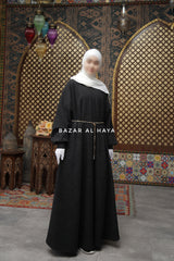 Basimah Charcoal Classic Design Warm Abaya Coat - Premium Wool