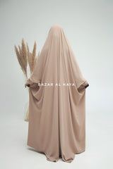 Sarah One Piece Mocha Jilbab - Zipper Sleeves - Silk Crepe