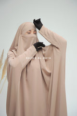 Sarah One Piece Mocha Jilbab - Zipper Sleeves - Silk Crepe