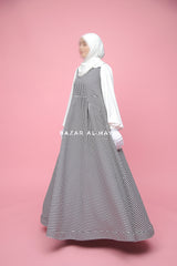 Reema Pinafore & White Sleeve Dress In Classic Style - Side Pockets