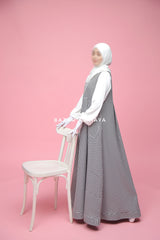 Reema Pinafore & White Sleeve Dress In Classic Style - Side Pockets