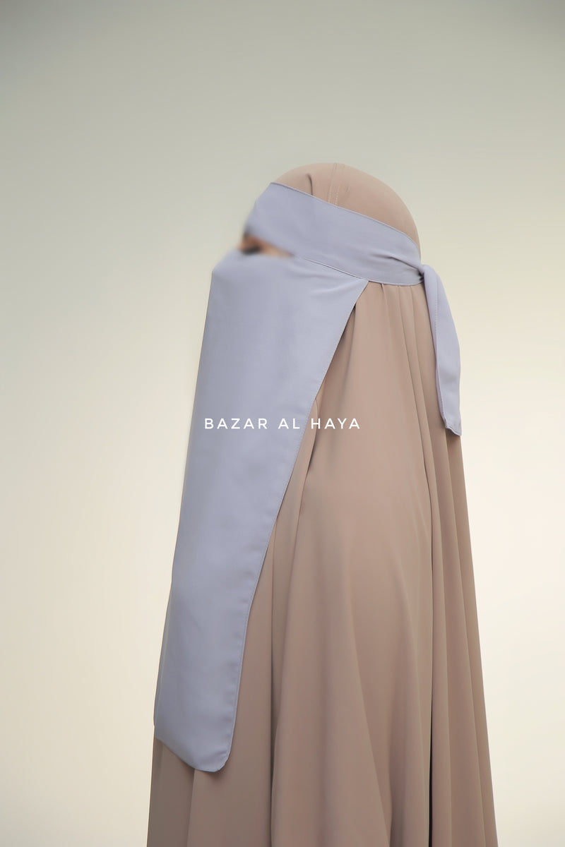 Single Layer Niqab In Silver - Super Breathable & Comfy