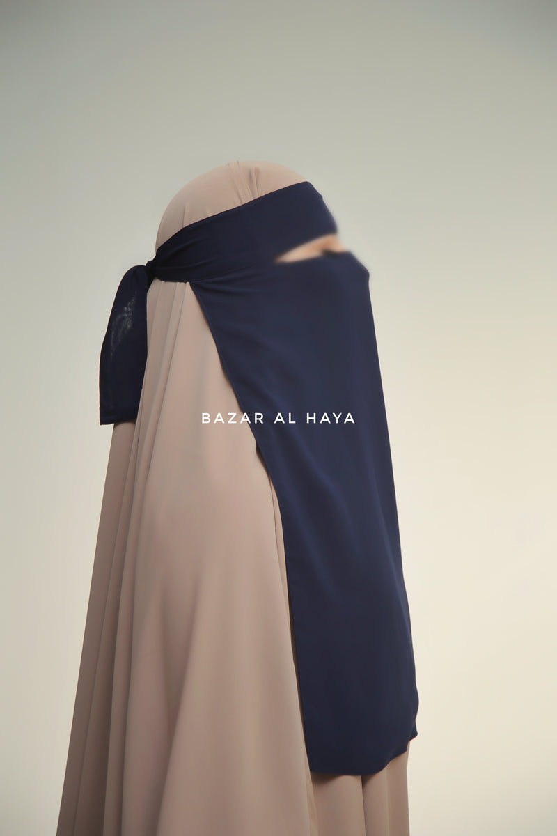 Single Layer Niqab In Dark Blue - Better Breathe