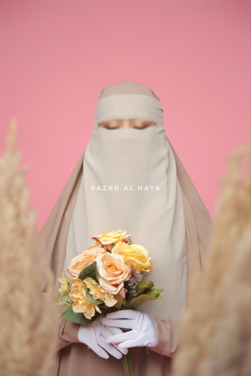 Creme Beige Single Layer Niqab - Super Breathable & Comfy