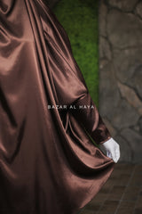 Latifa Chocolate Two Piece Satin Jilbab With Skirt - Long & Loose