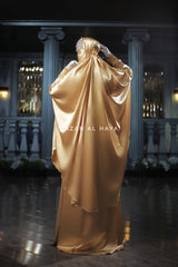 Latifa Yellow Gold Two Piece Satin Jilbab With Skirt - Long & Loose