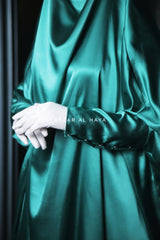 Latifa Teal Two Piece Satin Jilbab With Skirt - Long & Loose