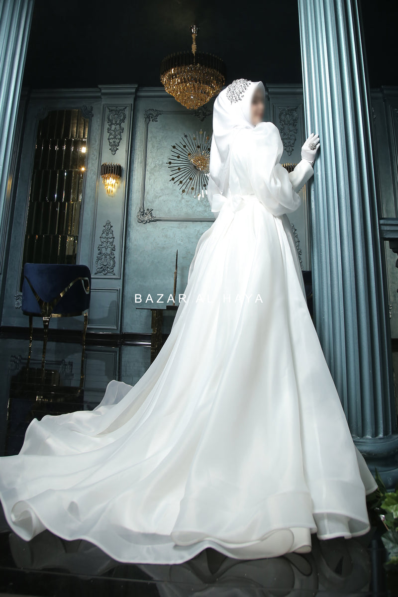 Hanifa Bridal Wedding Dress In Organza Silk For Walima Wedding Bazar Al Haya