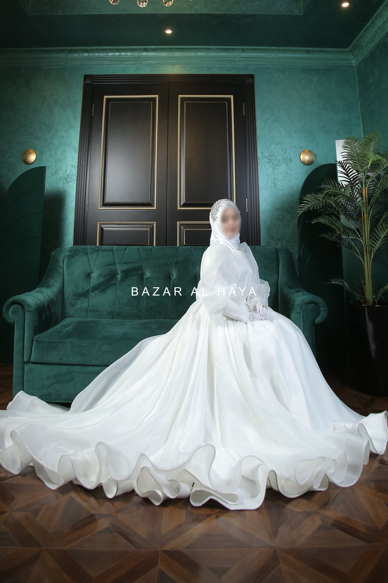 Hanifa Bridal Wedding Dress In Organza & Silk - For Walima & Wedding & Nikkah