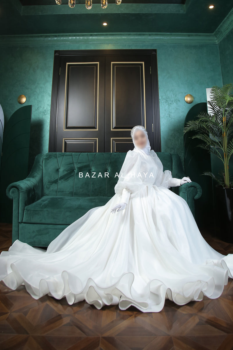 Hanifa Bridal Wedding Dress In Organza & Silk - For Walima & Wedding & Nikkah