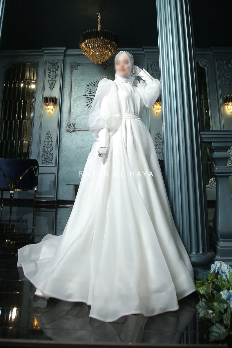 Hanifa Bridal Wedding Dress In Organza & Silk - For Walima & Wedding & Nikkah