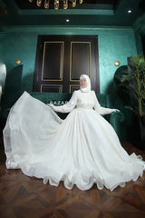 Rehan Elegent Embroidered Bridal Wedding Dress In Chiffon & Silk - For Walima & Wedding & Nikkah