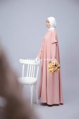 Light Peach Salima Abaya Dress Sleeve Details - Mediumweight Soft Crepe Cotton