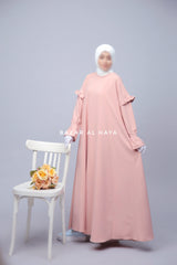 Light Peach Salima Abaya Dress Sleeve Details - Mediumweight Soft Crepe Cotton
