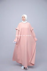 Light Peach Salima Abaya Dress Sleeve Details - Mediumweight Soft Crepe Cotton