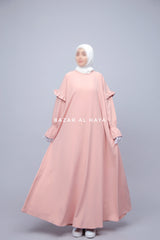 Light Peach Salima Abaya Dress Sleeve Details - Mediumweight Soft Crepe Cotton