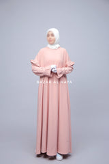 Light Peach Salima Abaya Dress Sleeve Details - Mediumweight Soft Crepe Cotton