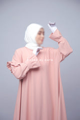 Light Peach Salima Abaya Dress Sleeve Details - Mediumweight Soft Crepe Cotton