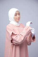 Light Peach Salima Abaya Dress Sleeve Details - Mediumweight Soft Crepe Cotton