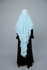 Baby Blue Aiza Three Layered Diamond Khimar - Premium Stretch