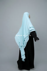 Baby Blue Aiza Three Layered Diamond Khimar - Premium Stretch