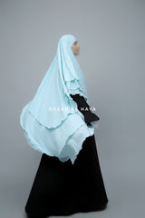 Baby Blue Aiza Three Layered Diamond Khimar - Premium Stretch