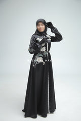 Farha Black Moroccan Embroidered Luxurious Silk Kaftan Abaya